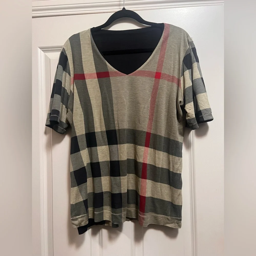 Authentic Burberry Nova Check Reversible Tshirt- L/XL - Picture 6 of 14